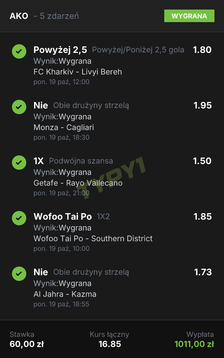 Kupon TYPY1 z wczoraj